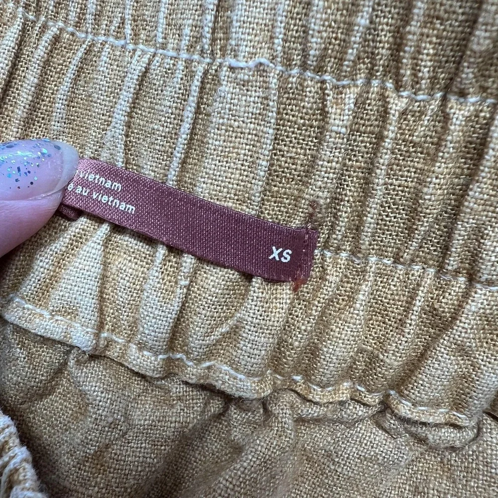 Anthropologie Pilcro Mini Skirt XS Yellow Linen Tie Dye Frayed Hem Boho - Picture 10 of 11